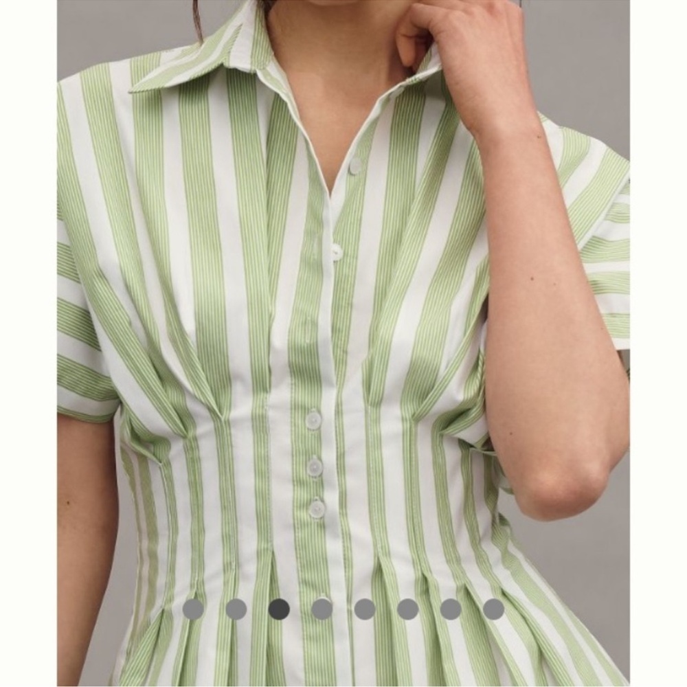 Anthropologie Exquise Tobbie Button Front Pleated Waist Mini Dress medium - Picture 2 of 5